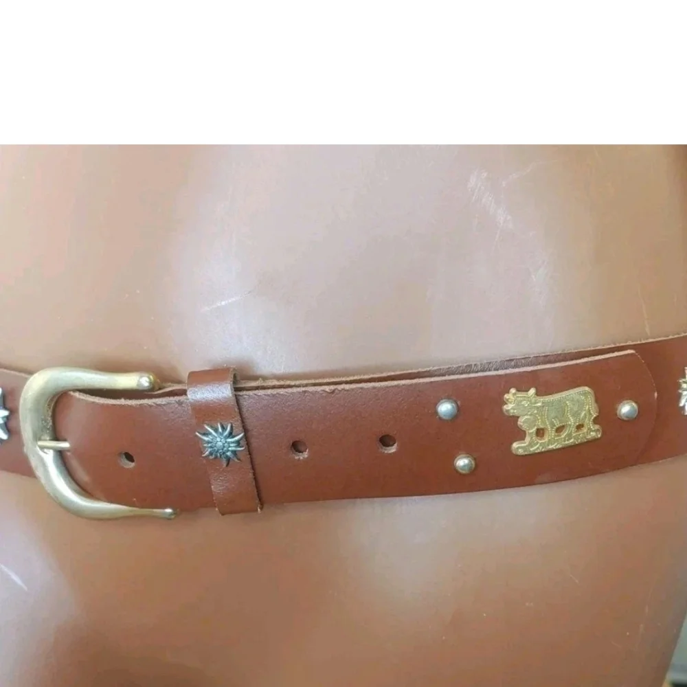 Coastal Cowgirl Western Rockabilly Belt Floral Cows Studded Woman Large 33